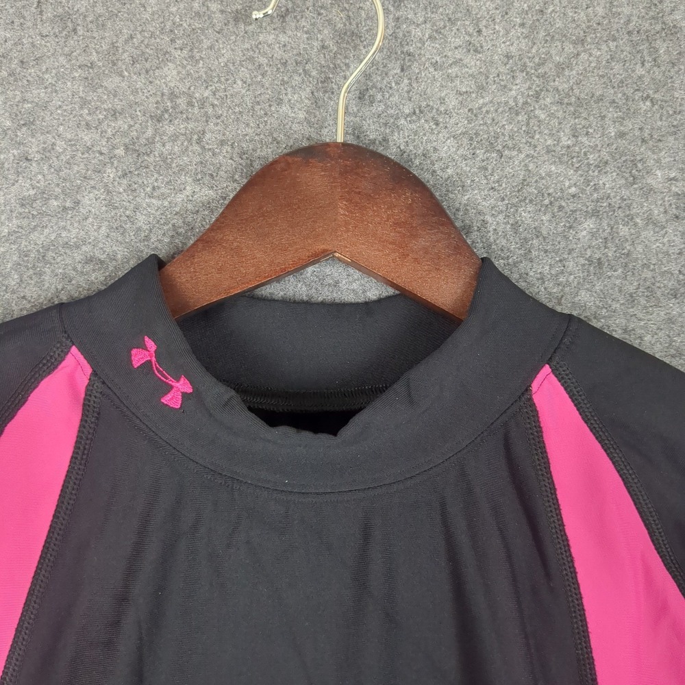 Under Armour ColdGear Mock Neck Long Sleeve Shirt XXL Black Pink Colorblock - Picture 6 of 11